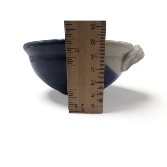 Kent Follette Studio Art Pottery Bowl one handle  Blue Cream Pink Signed - Picture 11 of 12